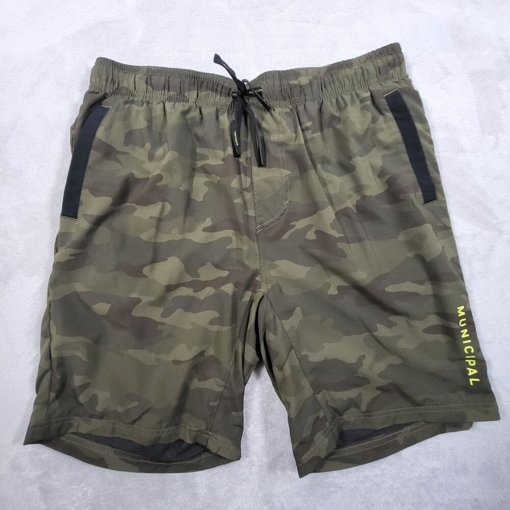 Municipal Sport Utility Shorts Mens Medium Green Camo Athleisure Gym Run